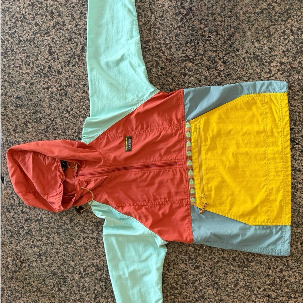 LL BEAN Women’s Retro Lightweight Pullover Jacket – Colorblock Anorak LIKE NEW